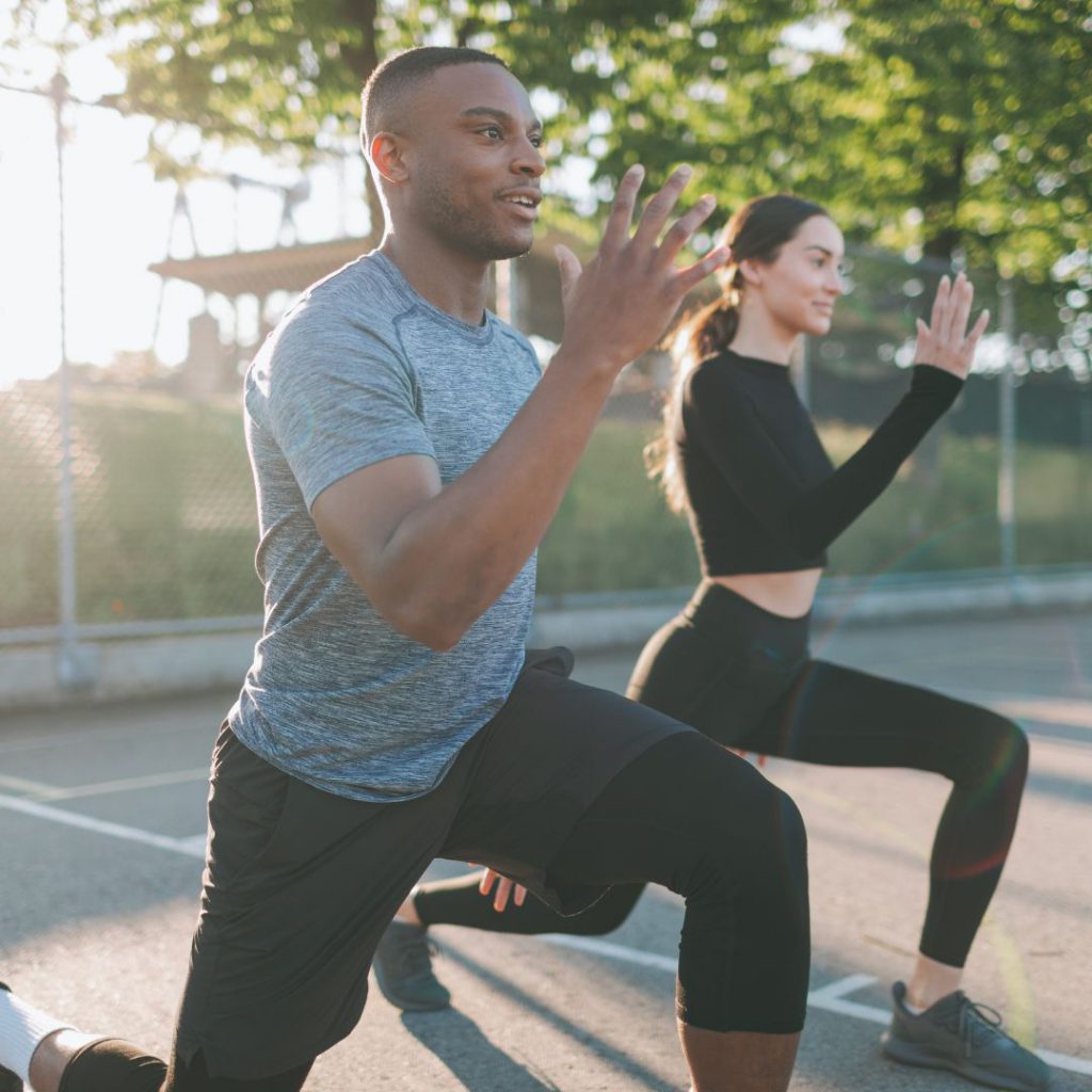 People in a fitness class for strength training.